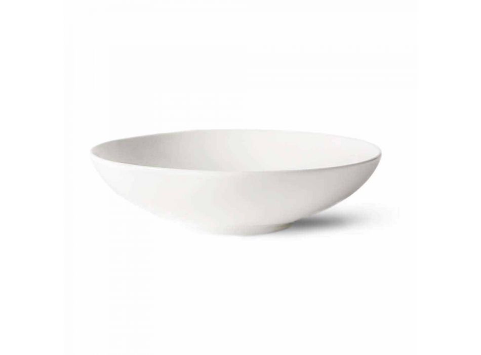 Ensemble de 24 assiettes en porcelaine blanche de design classique - Romilda Viadurini