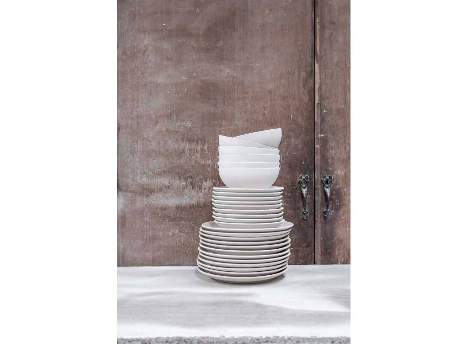 Ensemble de 24 assiettes à dîner design en porcelaine blanche ondulée - Armanda Viadurini