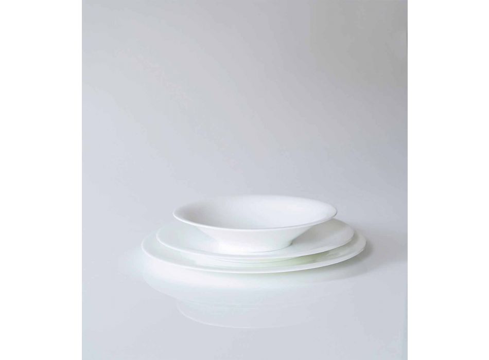 24 assiettes élégantes en porcelaine blanche - Doriana