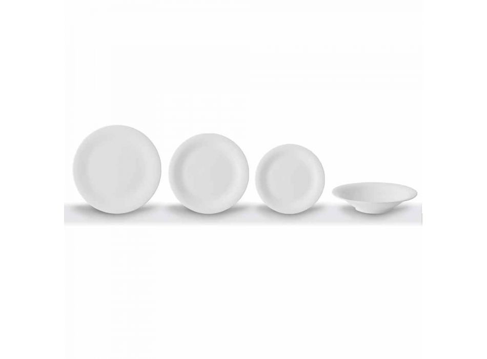 24 assiettes élégantes en porcelaine blanche - Doriana
