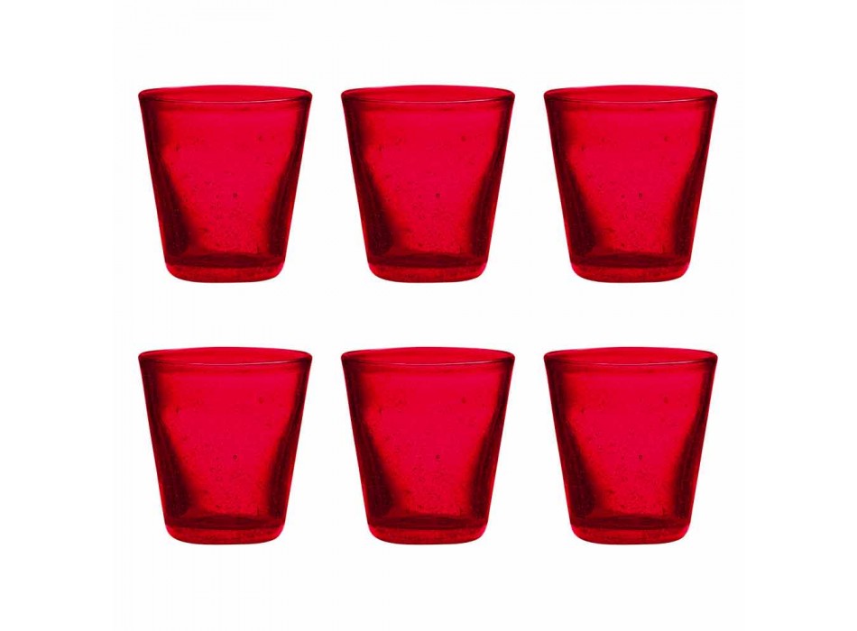 Ensemble de 6 verres en verre soufflé colorés avec un design moderne - Pumba Viadurini