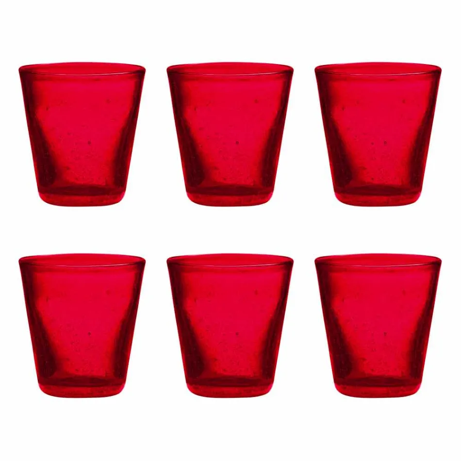Ensemble de 6 verres en verre soufflé colorés avec un design moderne - Pumba Viadurini