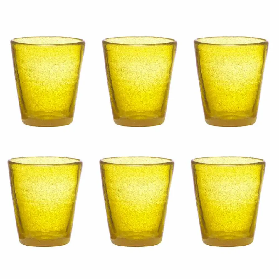 Ensemble de 6 verres en verre soufflé colorés avec un design moderne - Pumba Viadurini