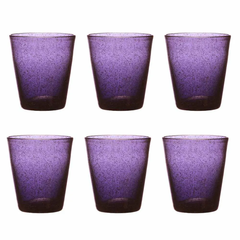 Ensemble de 6 verres en verre soufflé colorés avec un design moderne - Pumba Viadurini