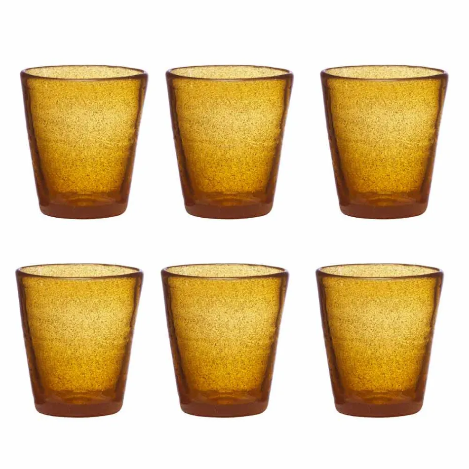 Ensemble de 6 verres en verre soufflé colorés avec un design moderne - Pumba Viadurini