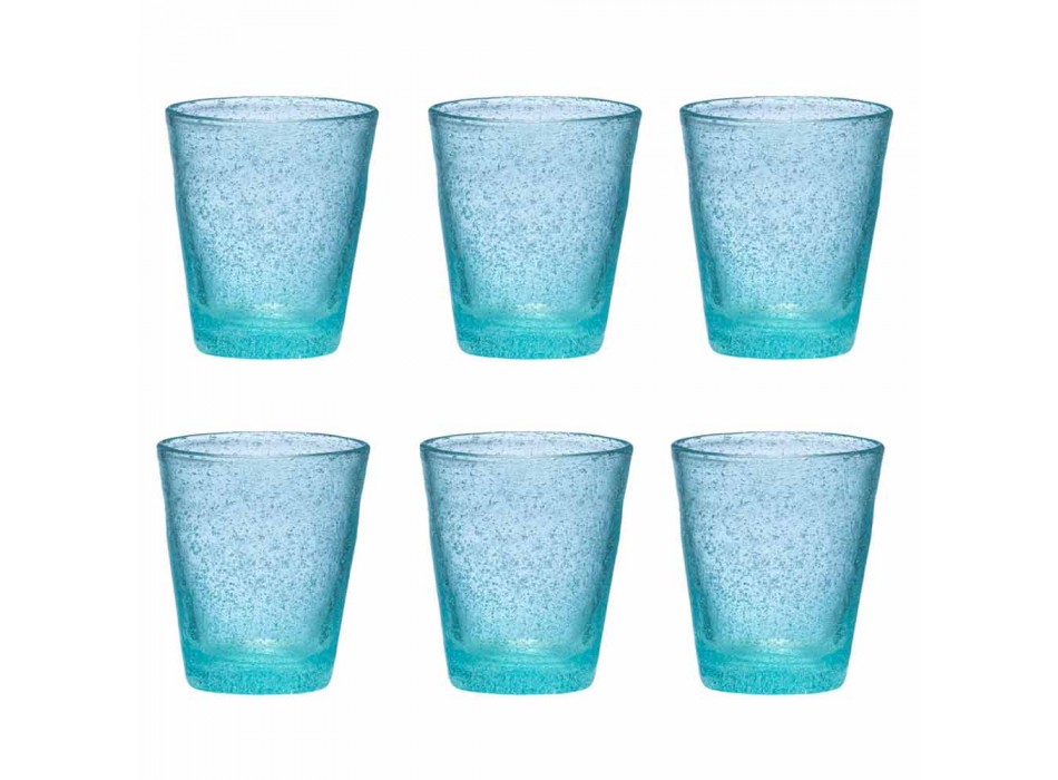 Ensemble de 6 verres en verre soufflé colorés avec un design moderne - Pumba Viadurini