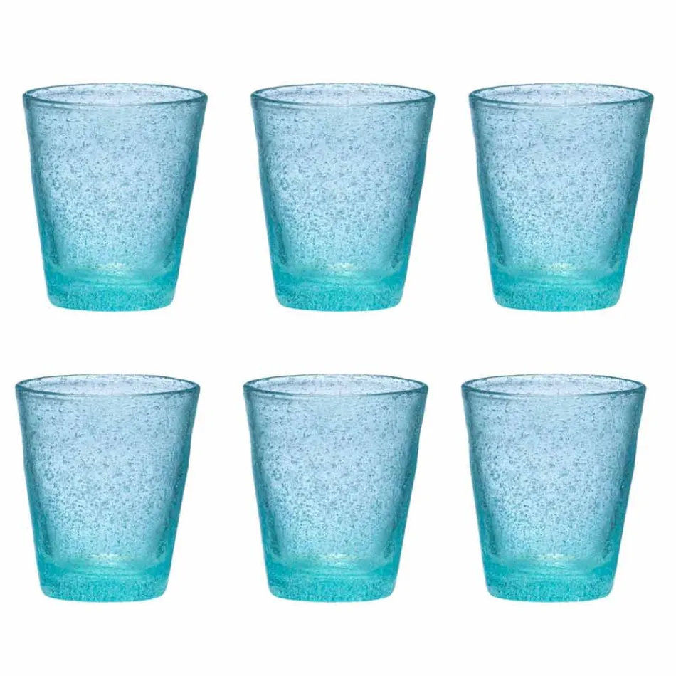 Ensemble de 6 verres en verre soufflé colorés avec un design moderne - Pumba Viadurini
