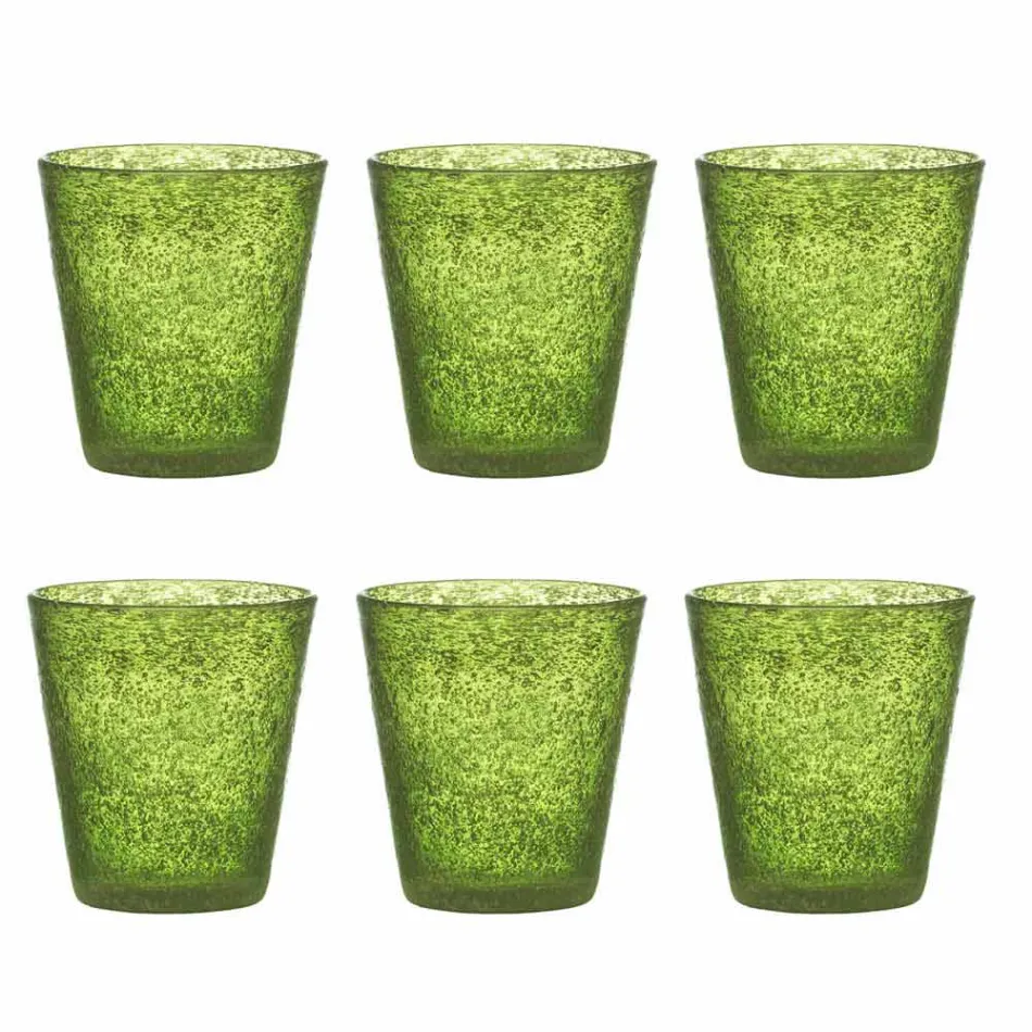 Ensemble de 6 verres en verre soufflé colorés avec un design moderne - Pumba Viadurini