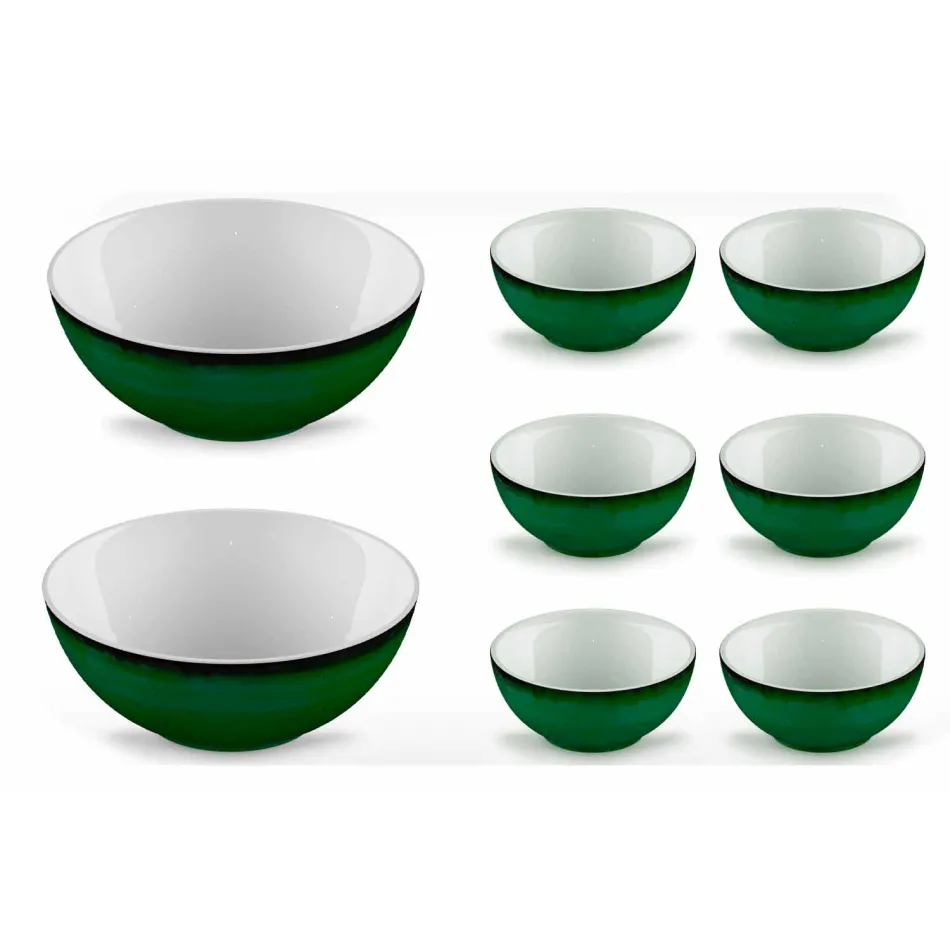 Service 6 bols à glace et 2 bols en porcelaine colorée - Rurolo Viadurini