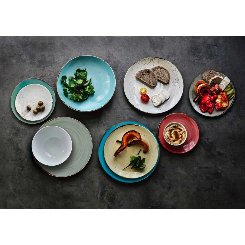 Service 6 bols à glace et 2 bols en porcelaine colorée - Rurolo Viadurini