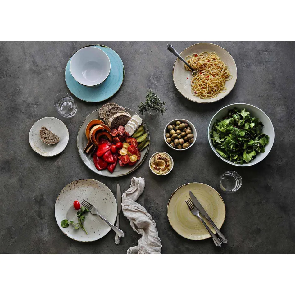 Service 6 bols à glace et 2 bols en porcelaine colorée - Rurolo Viadurini