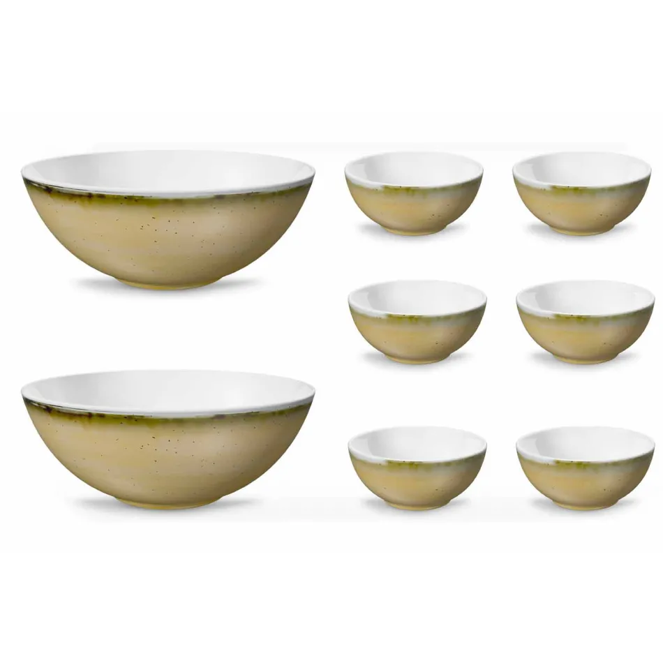 Service 6 bols à glace et 2 bols en porcelaine colorée - Rurolo Viadurini