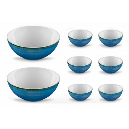 Service 6 bols à glace et 2 bols en porcelaine colorée - Rurolo Viadurini