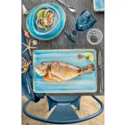 Ensemble de 8 assiettes design rectangulaire moderne et bol en grès coloré - Simba Viadurini