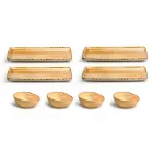 Ensemble de 8 assiettes design rectangulaire moderne et bol en grès coloré - Simba Viadurini