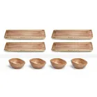 Ensemble de 8 assiettes design rectangulaire moderne et bol en grès coloré - Simba Viadurini