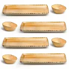 Ensemble de 8 assiettes design rectangulaire moderne et bol en grès coloré - Simba Viadurini