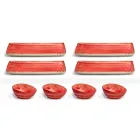 Ensemble de 8 assiettes design rectangulaire moderne et bol en grès coloré - Simba Viadurini