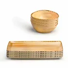 Ensemble de 8 assiettes design rectangulaire moderne et bol en grès coloré - Simba Viadurini