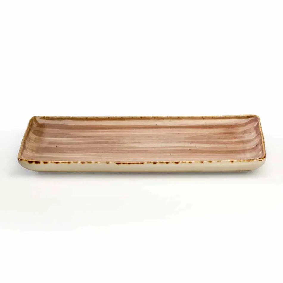 Ensemble de 8 assiettes design rectangulaire moderne et bol en grès coloré - Simba Viadurini