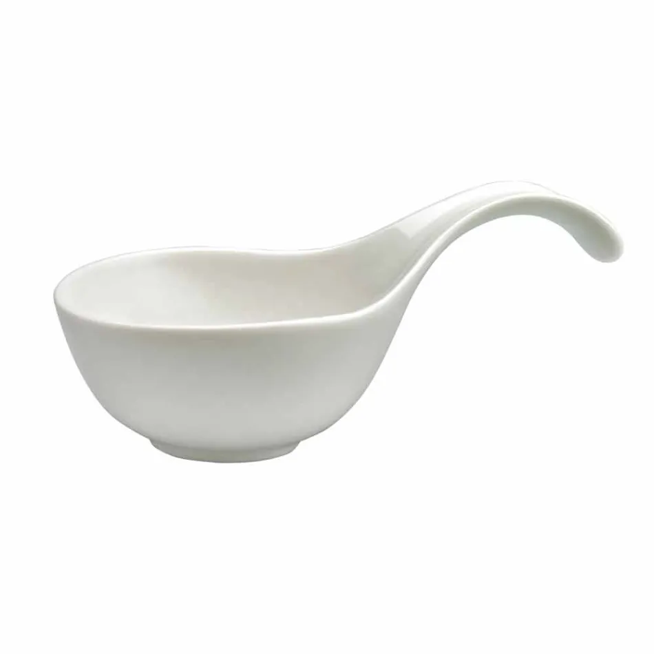 Service Apéritif 12 Pièces Assiettes Design Modernes En Porcelaine Blanche - Nalah Viadurini