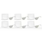 Service Apéritif 12 Pièces Assiettes Design Modernes En Porcelaine Blanche - Nalah Viadurini