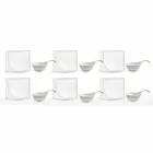 Service Apéritif 12 Pièces Assiettes Design Modernes En Porcelaine Blanche - Nalah Viadurini