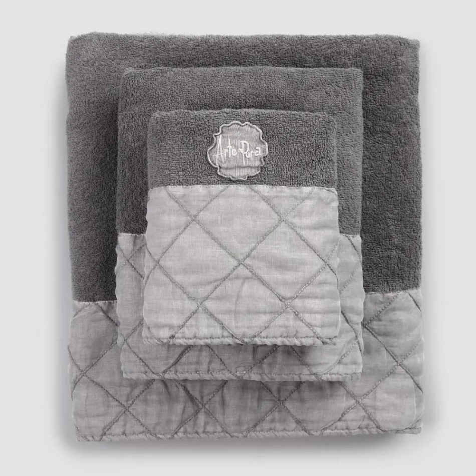 Service de serviettes de visage et invités et serviette éponge à décoration de luxe - Hassim Viadurini