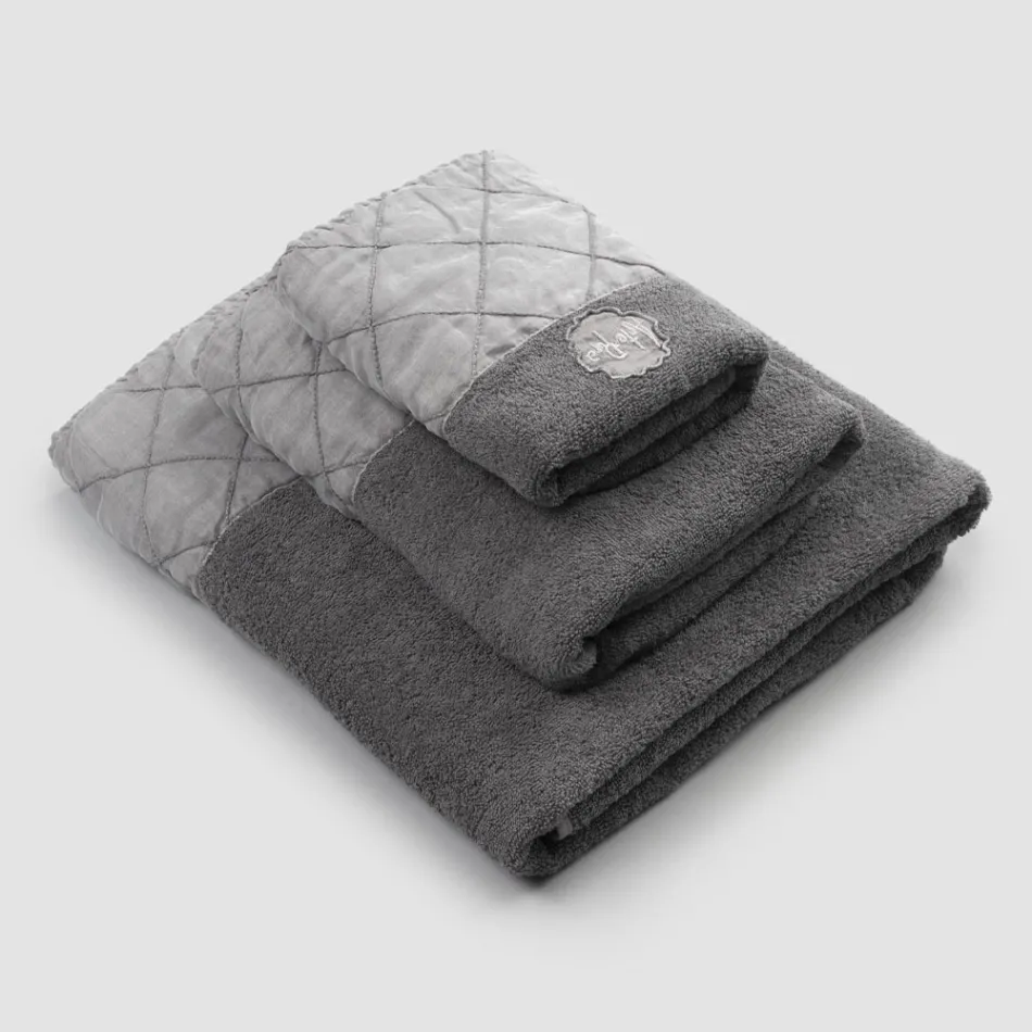 Service de serviettes de visage et invités et serviette éponge à décoration de luxe - Hassim Viadurini