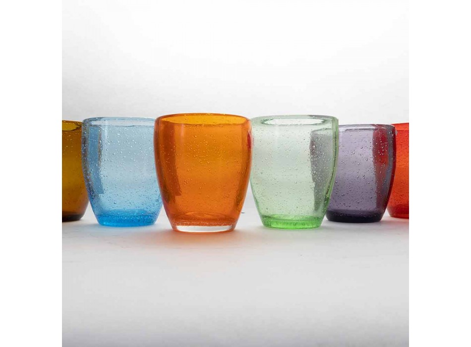 Service de verre à eau en verre coloré et moderne 6 pièces - Guerrero Viadurini