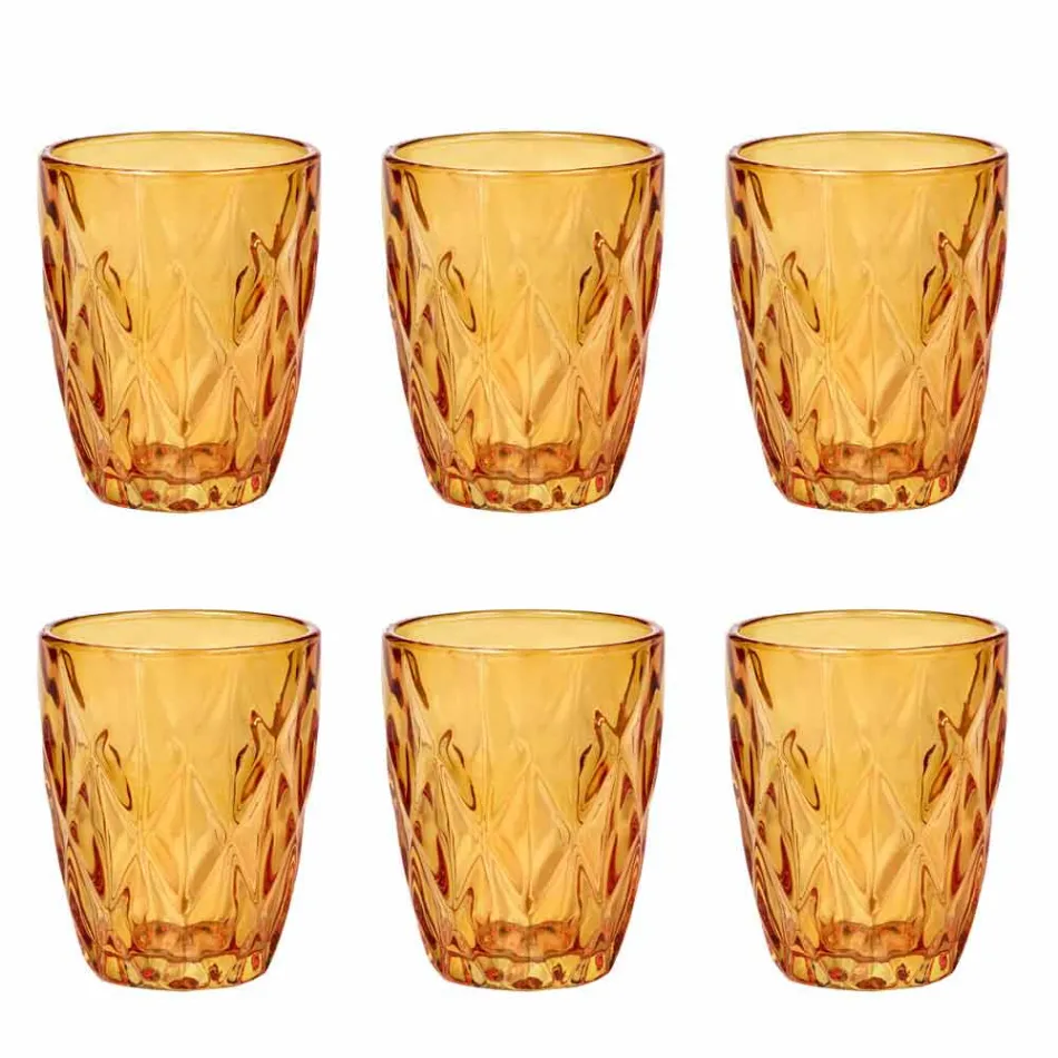 Verres à eau en verre coloré Set 6 pièces Design moderne - Timon Viadurini