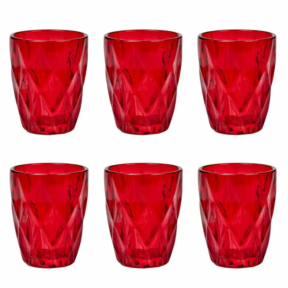 Verres à eau en verre coloré Set 6 pièces Design moderne - Timon Viadurini