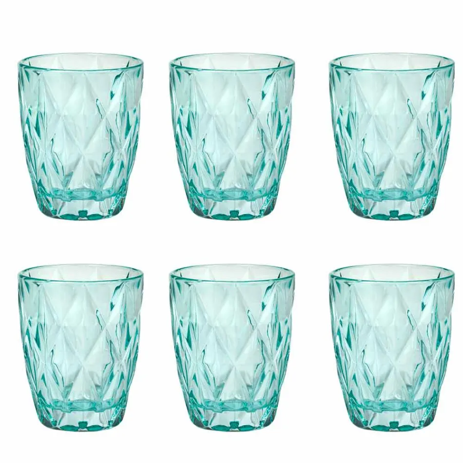 Verres à eau en verre coloré Set 6 pièces Design moderne - Timon Viadurini