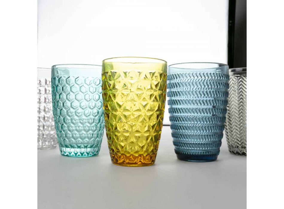 Ensemble de verres modernes en verre décoré 12 pièces - Mix Viadurini