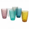 Ensemble de verres modernes en verre coloré décoré 12 pièces - Mix