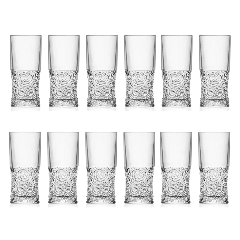 Service à Verres Highball en Eco Crystal Décoration Audace 12 Pièces - Ritmo Viadurini