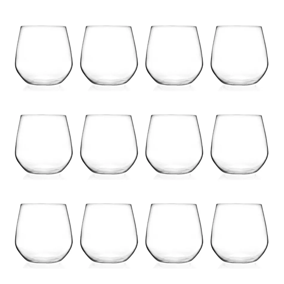 Ensemble de Verres à Eau en Eco Crystal Design Minimal 12 Pcs - Etera Viadurini
