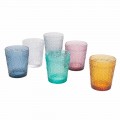 Service de verres à eau en verre coloré et décoré, 12 pièces - Pizzotto