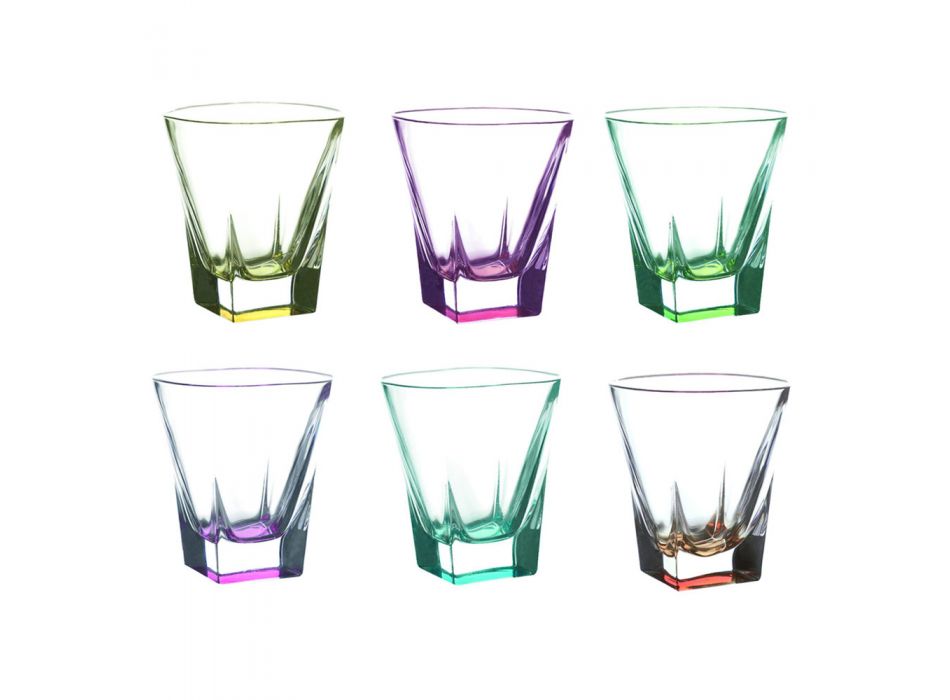 Service de 12 verres à liqueur en cristal de couleur écologique - Amalgame Viadurini