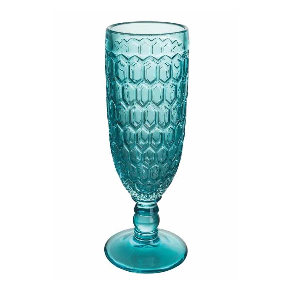 Ensemble Gobelet Flûte en Verre Coloré et Différentes Décorations 12 Pièces - Mix Viadurini