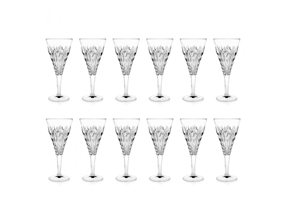 Ensemble de gobelets à vin ou à eau Eco Crystal Décoration en relief 12 Pcs - Rebus Viadurini