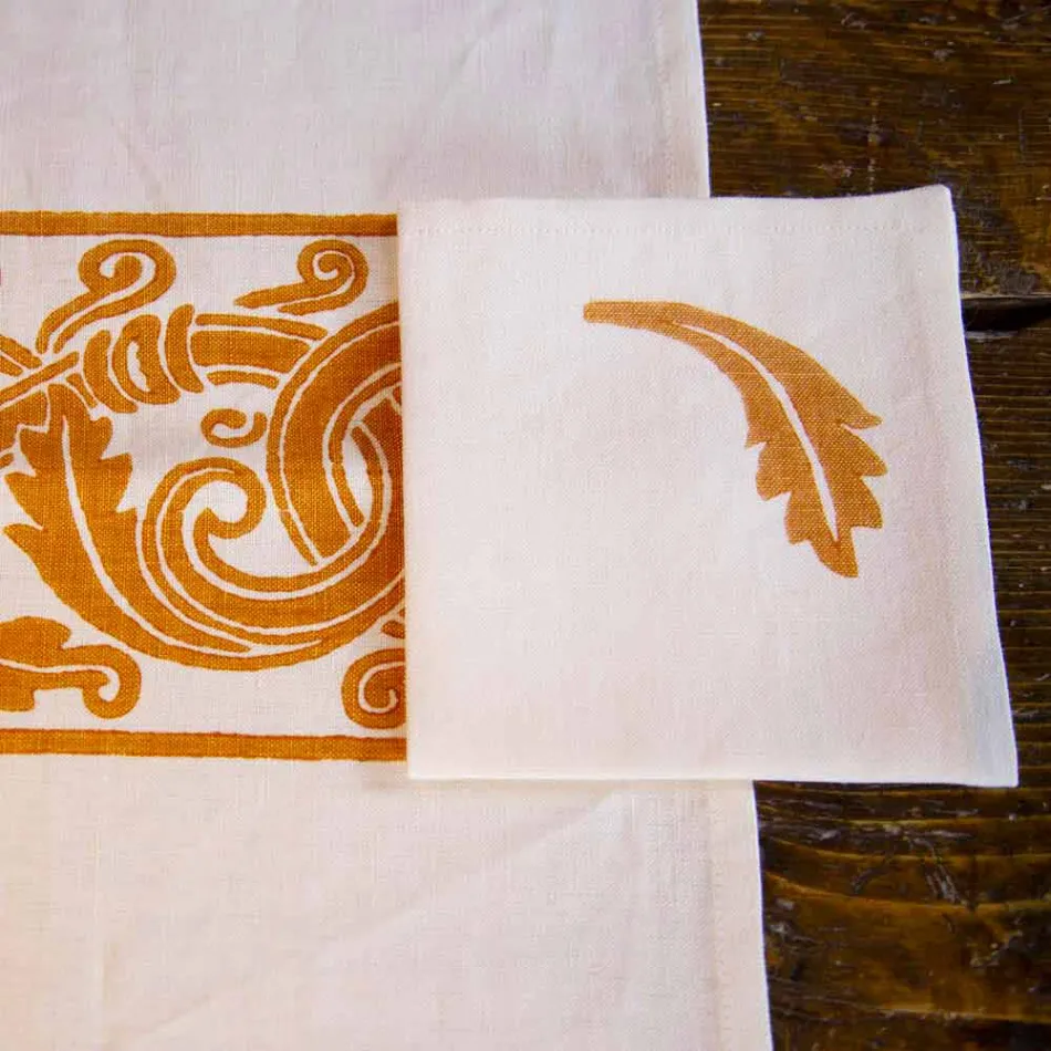 Service de petit-déjeuner artisanal italien imprimé à la main sur des tissus anciens - Marques Viadurini