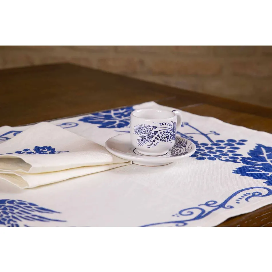 Service de petit-déjeuner artisanal italien imprimé à la main sur des tissus anciens - Marques Viadurini