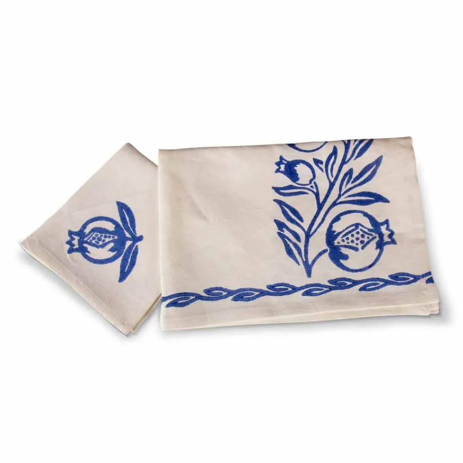 Service de petit-déjeuner artisanal italien imprimé à la main sur des tissus anciens - Marques Viadurini