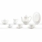 Service de petit déjeuner complet 22 pièces en porcelaine blanche - Gimignano Viadurini