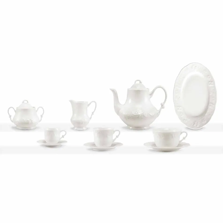 Service de petit déjeuner complet 22 pièces en porcelaine blanche - Gimignano Viadurini