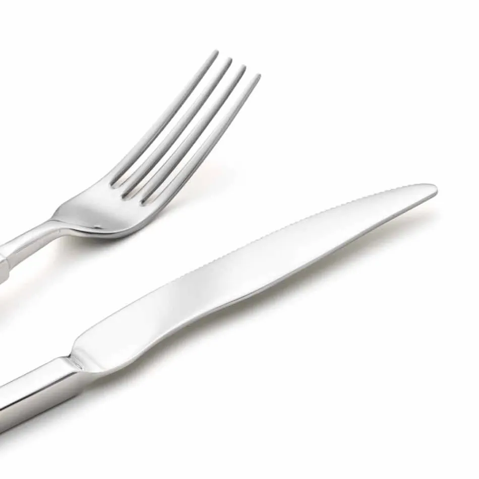 Ensemble complet de couverts en acier 24 pièces Design Made in Italy - Tricky Viadurini