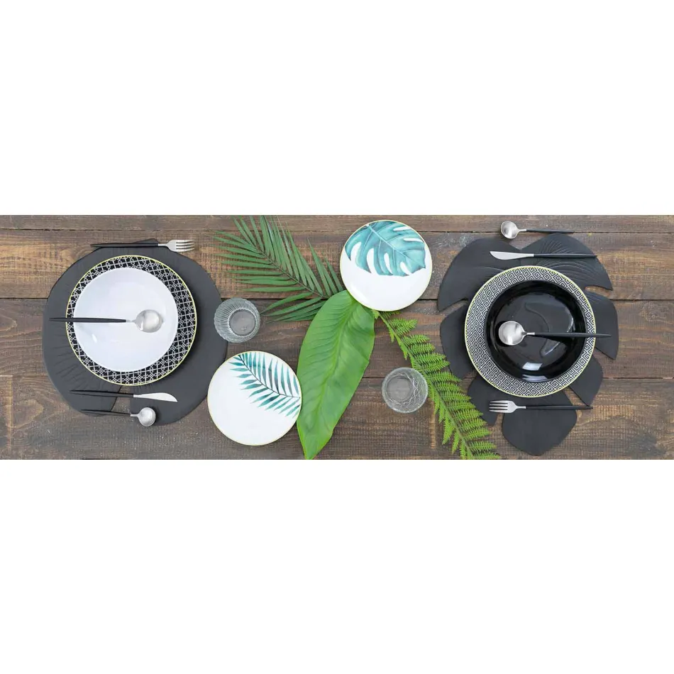 Couverts Service Complet en Acier Noir Design Moderne 24 Pièces - Calamo Viadurini