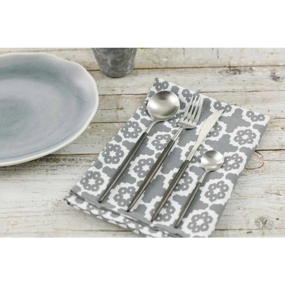 Couverts Service Complet en Acier Noir Design Moderne 24 Pièces - Calamo Viadurini