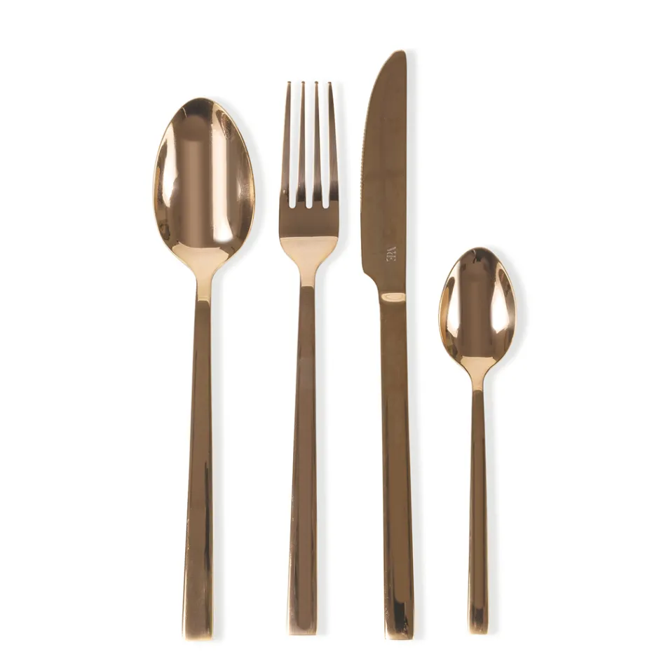 Ménagère Complète Design Acier Noir ou Cuivre 24 Pièces - Fayette Viadurini